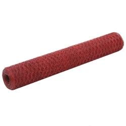 Grillage Acier avec rev&ecirc;tement en PVC 25x1 m Rouge