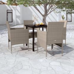 Ensemble &agrave; manger de jardin coussins 5 pcs Beige/noir
