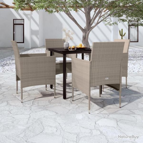 Ensemble � manger de jardin coussins 5 pcs Beige/noir