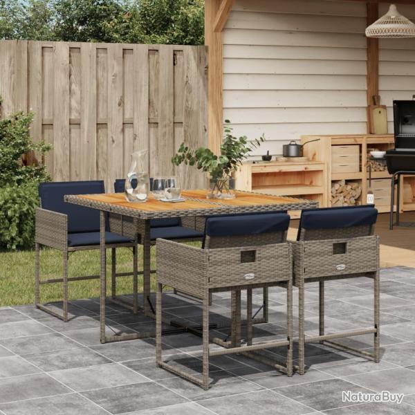 Ensemble  manger de jardin 5 pcs coussins gris rsine tresse