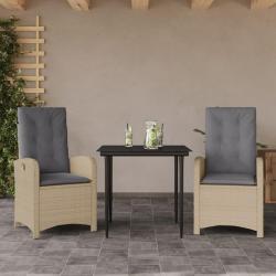 Ensemble &agrave; manger de jardin et coussins 3 pcs m&eacute;lange beige
