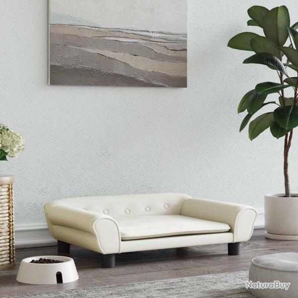 Lit pour chien crme 70x48x22 cm velours