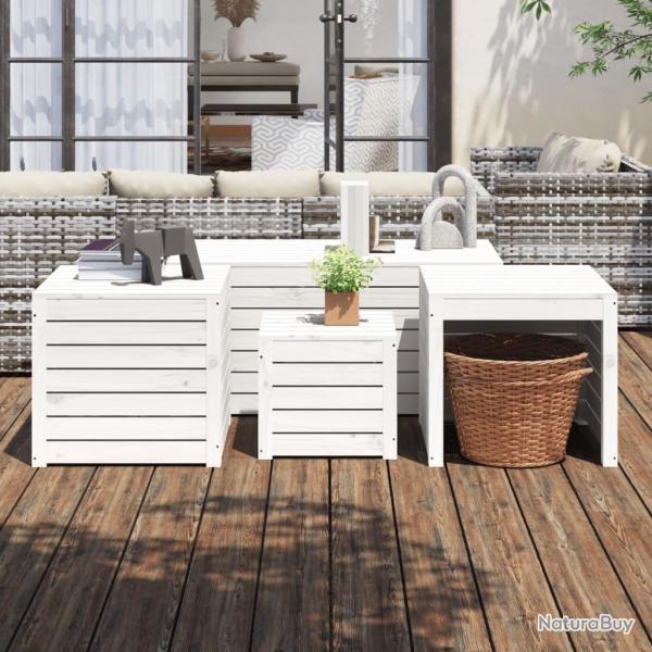 Ensemble de bo�tes de jardin 4 pcs blanc bois de pin massif