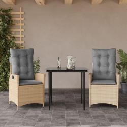 Ensemble &agrave; manger de jardin et coussins 3 pcs Beige poly rotin
