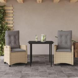 Ensemble &agrave; manger de jardin et coussins 3 pcs m&eacute;lange beige