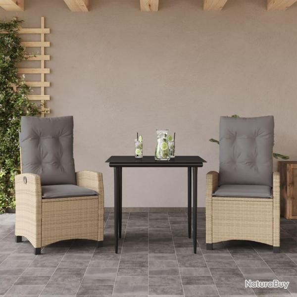 Ensemble � manger de jardin et coussins 3 pcs m�lange beige