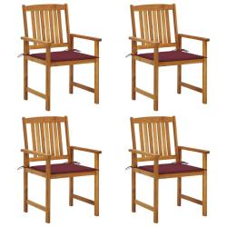 Chaises de jardin avec coussins lot de 4 Bois d'acacia massif