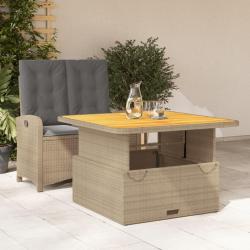 Ensemble &agrave; manger de jardin et coussins 2 pcs beige poly rotin