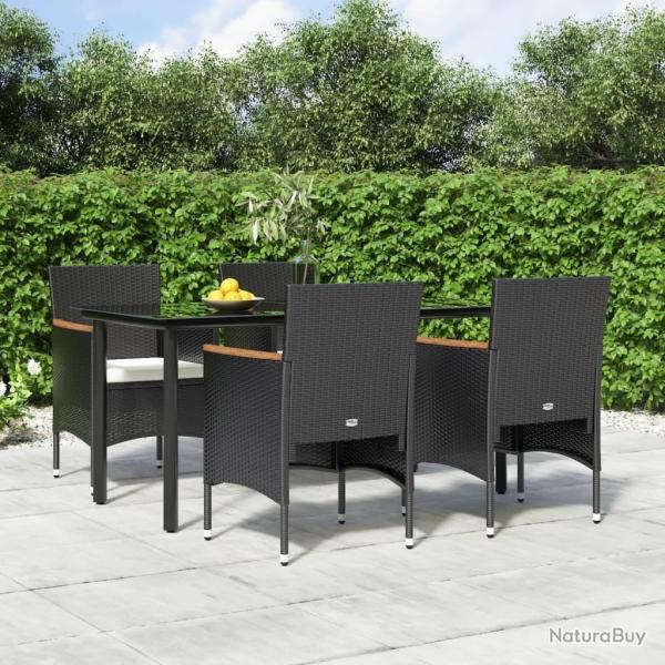 Ensemble � manger de jardin avec coussins 5 pcs Noir
