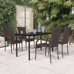 Ensemble &agrave; manger de jardin 5 pcs Marron et noir