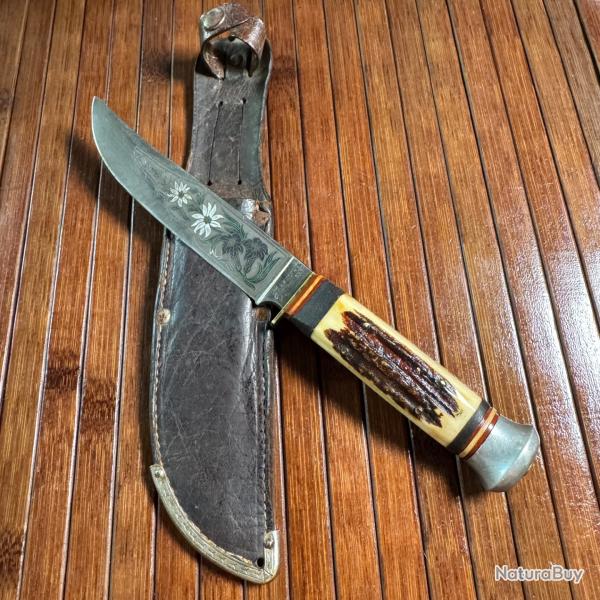 COUTEAU E. KNECHT & CO ALLEMAND SOLINGEN ROSTEFREI LAME GRAV�E DE EDELWEISS