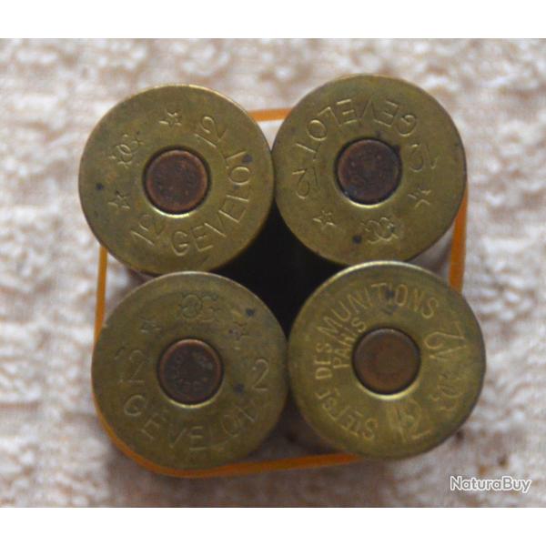 4 cartouches cuivre de collection calibre 12 lot B