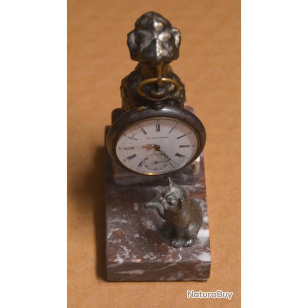 Bronze chien et chat porte montre