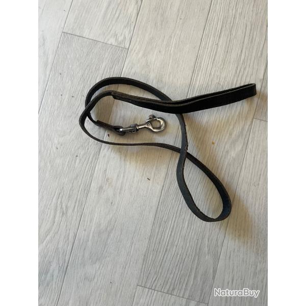 laisse en cuir noir