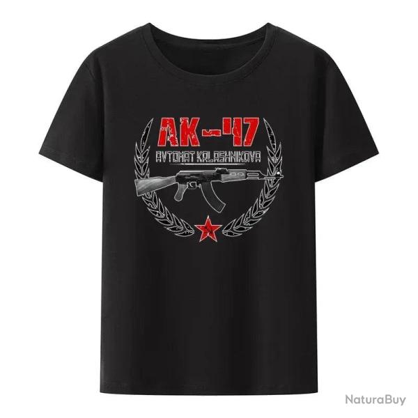 T shirt fusil Kalachnikov AK 47 manches courtes Noir