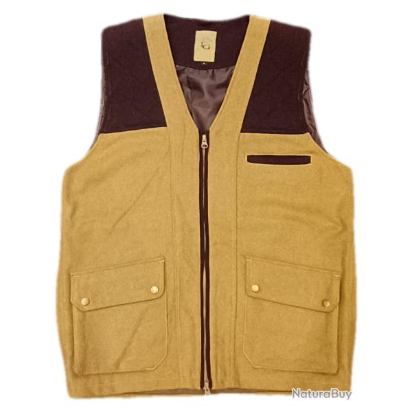 GILET DE CHASSE CAMEL EN LAINE LOVERGREEN