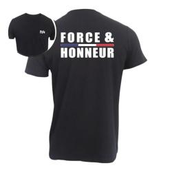 T shirt Force amp Honneur noir coton premium 190 g. confort tactique