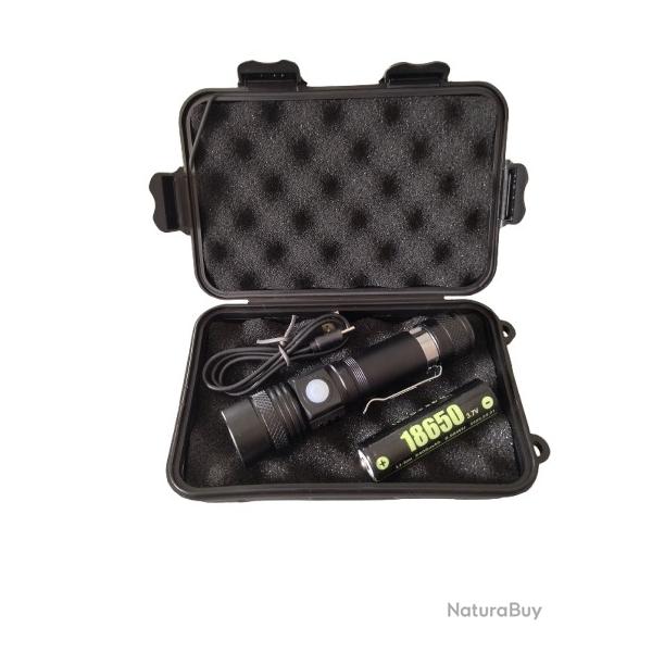 Lampe LED 800 Lumens - Alu - rechargeable avec clips pour poche