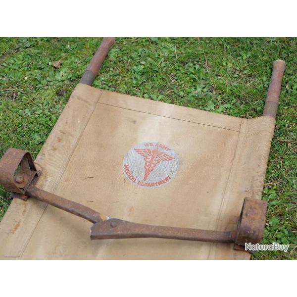 US ARMY - brancard MEDICAL DEPARTMENT STEEL LITTER insigne en provenance NORMANDIE 1944 - WWII