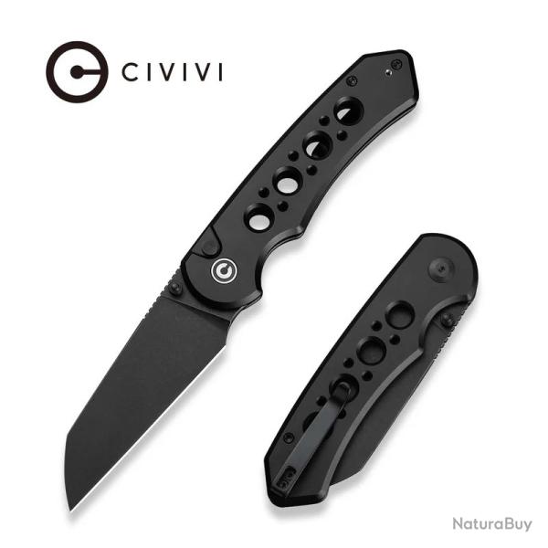 Couteau Civivi Pragma Prime Black Button Lock Lame Acier 14C28N Manche Alu Noir KIVT CIVC240671