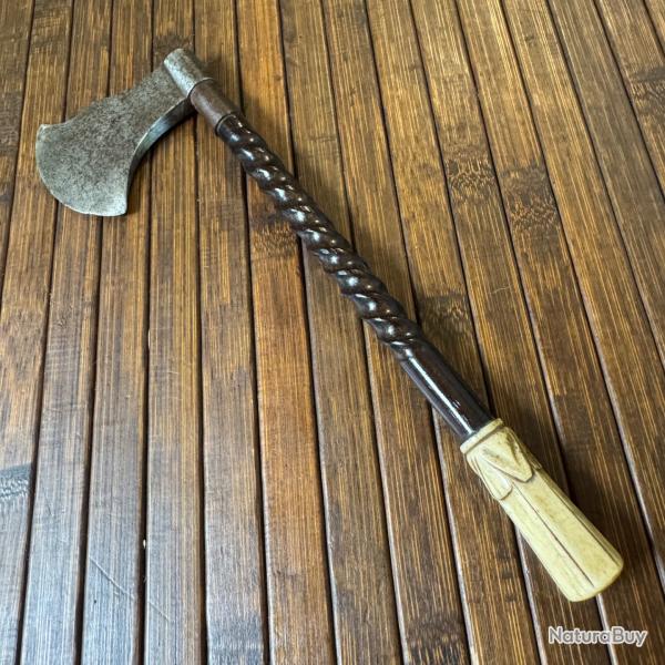 LUXUEUSE MINI HACHE �B�NE TORSAD�E ET IVOIRE XlX �me si�cle