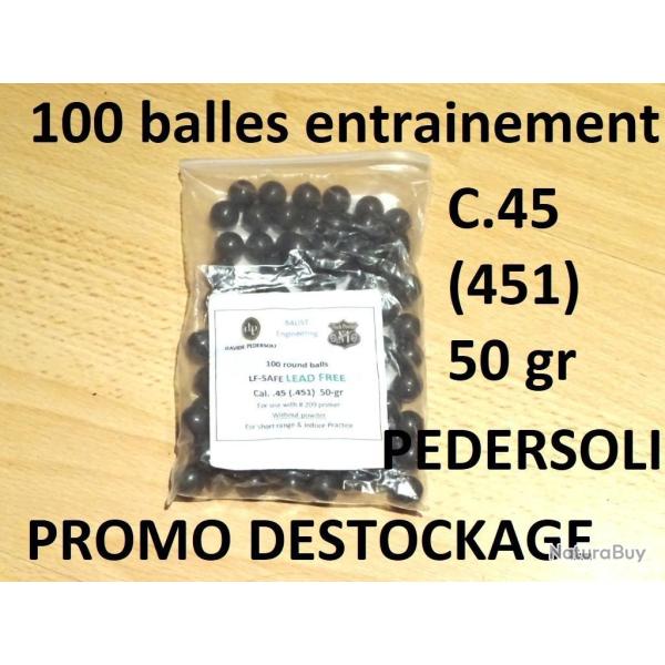 100 balles rondes entrainement cal 45 (451) PEDERSOLI sans plomb 5.00 Euros !! poudre noire (SI345)