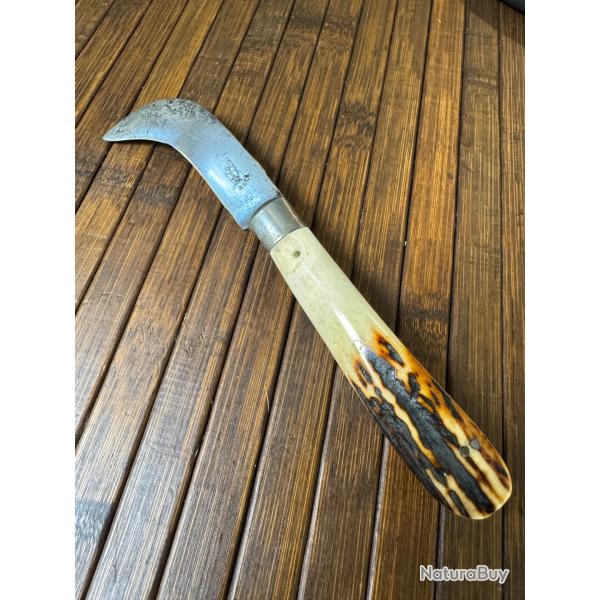 COUTEAU COLLECTION LE VIGNERON LUXE PAR LE BOER THIER FRANCE MANCHE EN BOIS DE CERF ANNE 50-60