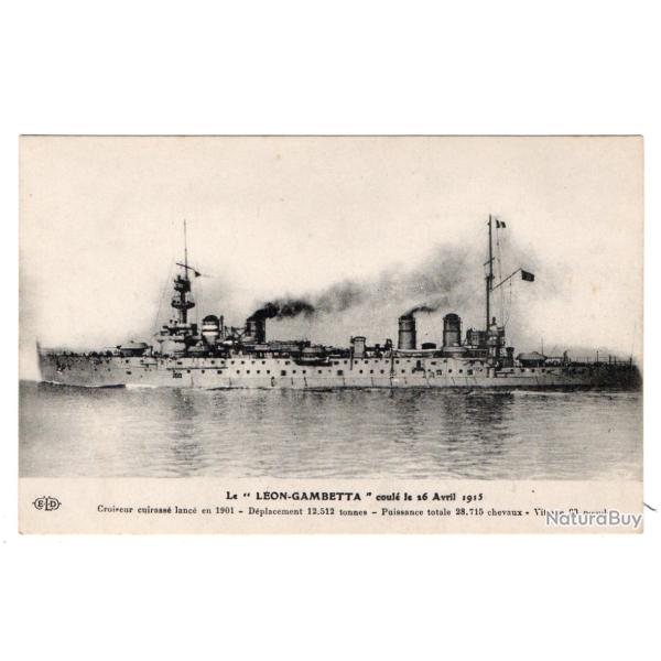 CPA - Marine Militaire- Le " L�ON - GAMBETTA "coule le 16 Avril 1915 - N�3344