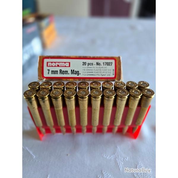 Munitions Norma pointe plastique calibre 7 Rem