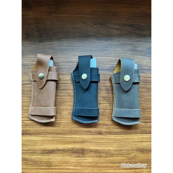 ETUI EN CUIR CAMEL POUR COUTEAU PLIANT