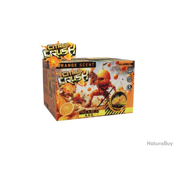 Carton de 2000 HK PREMIER LEVEL 3 CITRUS CRUSH CALIBRE 0.68 HK ARMY - billes paintball