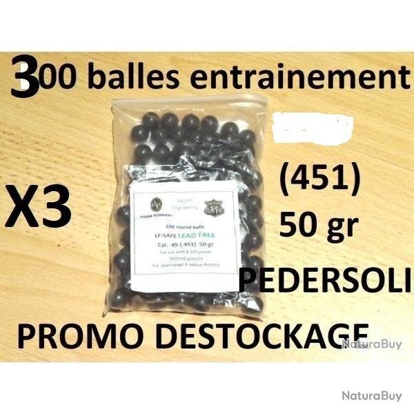 300 balles rondes entrainement calibre 45 PEDERSOLI sans plomb 10.00 Euros !! poudre noire (SI350)