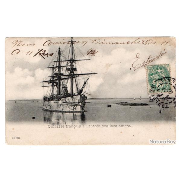 CPA- Marine CUIRASSE fran�ais a l'entr�e des lacs amers N�3301