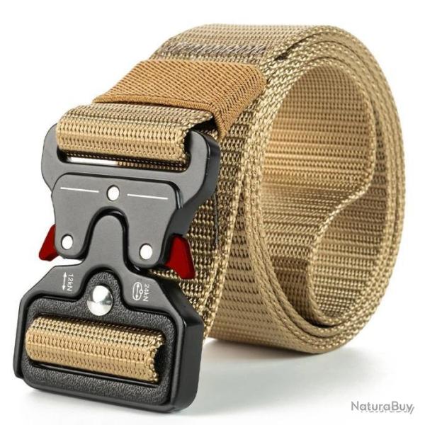 CEINTURE TACTIQUE � BOUCLE PAPILLON - BEIGE/ROUGE - LIVRAISON GRATUITE