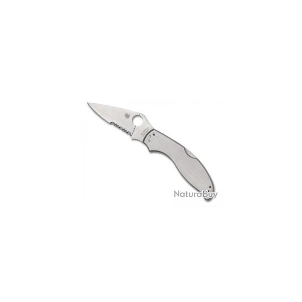 Couteau Spyderco UPTERN lame semi-dente acier 8Cr13MoV  cran