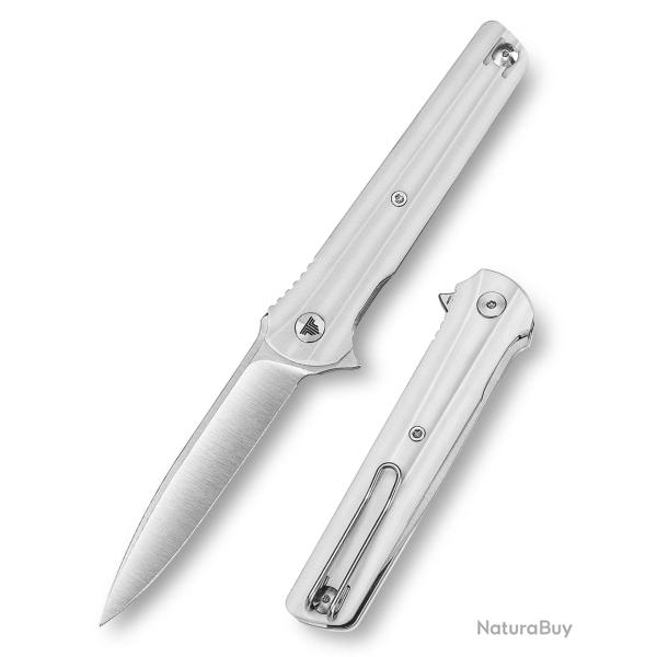 Couteau Trivisa Seagull-White Lame Acier 14C28N Manche G10 KIVT Linerlock Clip TVTY28WG14