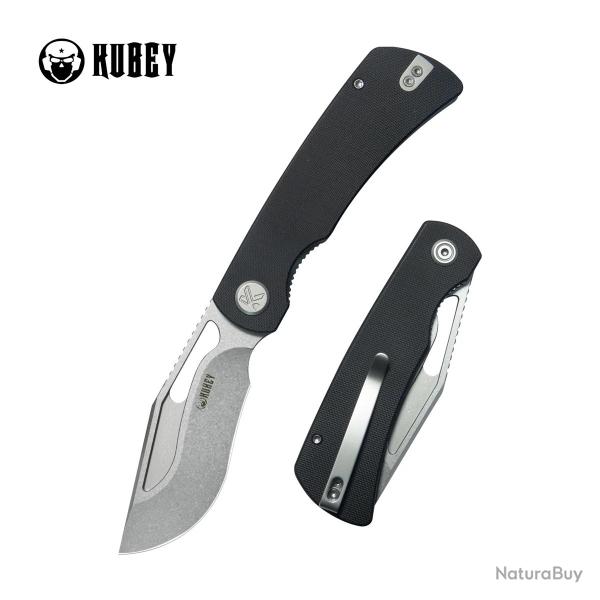 Couteau Kubey Gurkha Black Lame Kukri Acier 14C28N Manche G-10 Noir KIVT Linerlock KUB397A