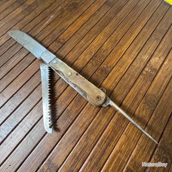 COUTEAU FRANAIS VINTAGE COLLECTOR DUMAS AN TRENTE-DEUX 32 MULTI LAMES CORNE