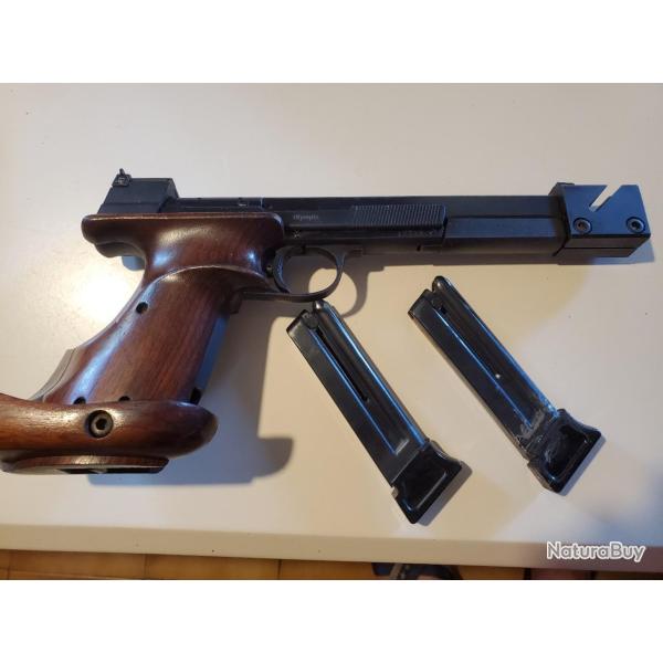 Pistolet Hammerli 22 short 2 chargeurs Olympia