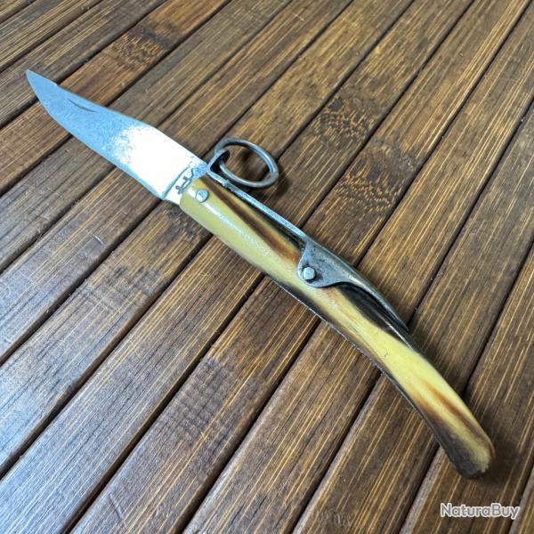 BEAU PETIT COUTEAU A PALME EN CORNE  COLLECTION TARRY LEVIGNE FRANCE A THIERS TRS BON TAT 1900-20