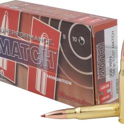 Cartouches HORNADY ELD-MATCH SUPERFORMANCE MATCH - Calibre 308 WIN - 168grs - Boite de 20