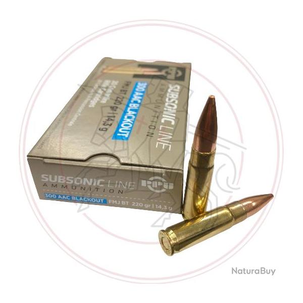 Cartouches PPU 300 AAC Blackout - SUBSONIC LINE - FMJ-BT - 220grs (14.3gr)- Boite de 20 cartouches