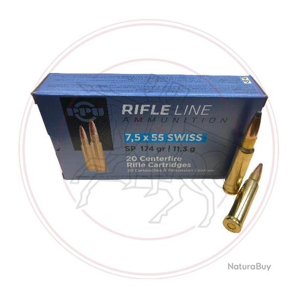Cartouches PPU SP - Calibre 7,5x55 SUISSE - 174grs - Boite de 20 unit�s
