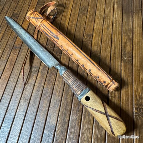 GRAND COUTEAU POIGNARD ORIENTAL BOU-SAADI FOURREAU CUIR