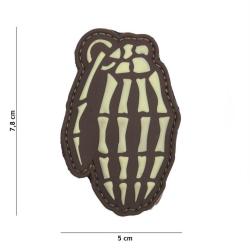 Patch 3D PVC Skull grenade (101 Inc) Marron