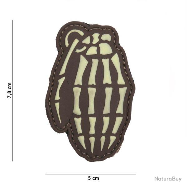 Patch 3D PVC Skull grenade (101 Inc) Marron