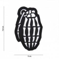 Patch 3D PVC Skull grenade (101 Inc) Blanc