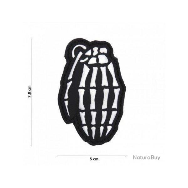 Patch 3D PVC Skull grenade (101 Inc) Blanc