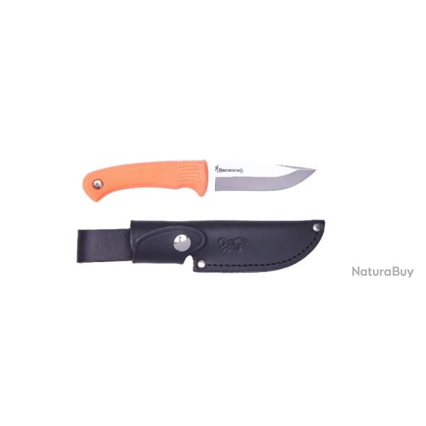 Couteau Browning Pro Hunter manche orange lame 10cm avec etui cuir