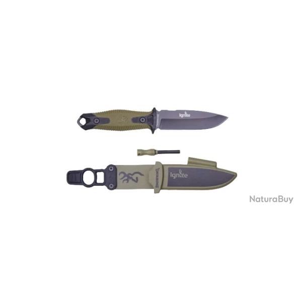 Couteau Browning ignite manche green lame 10cm avec etui